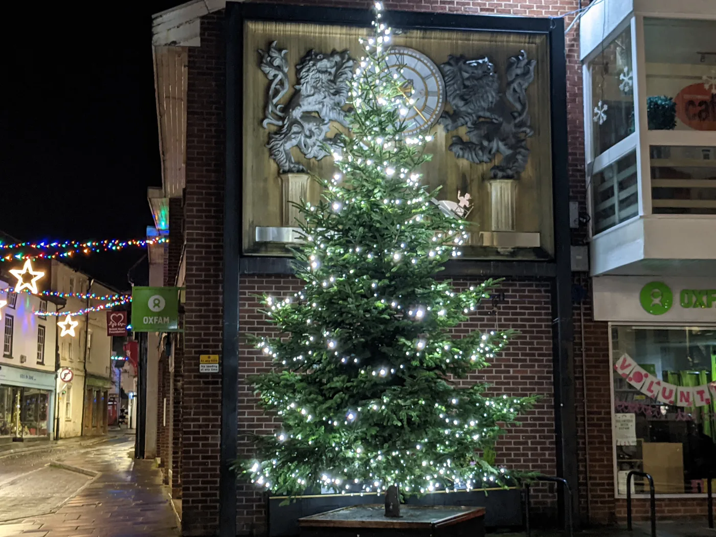 The Christmas tree in Corn Square, Leominster