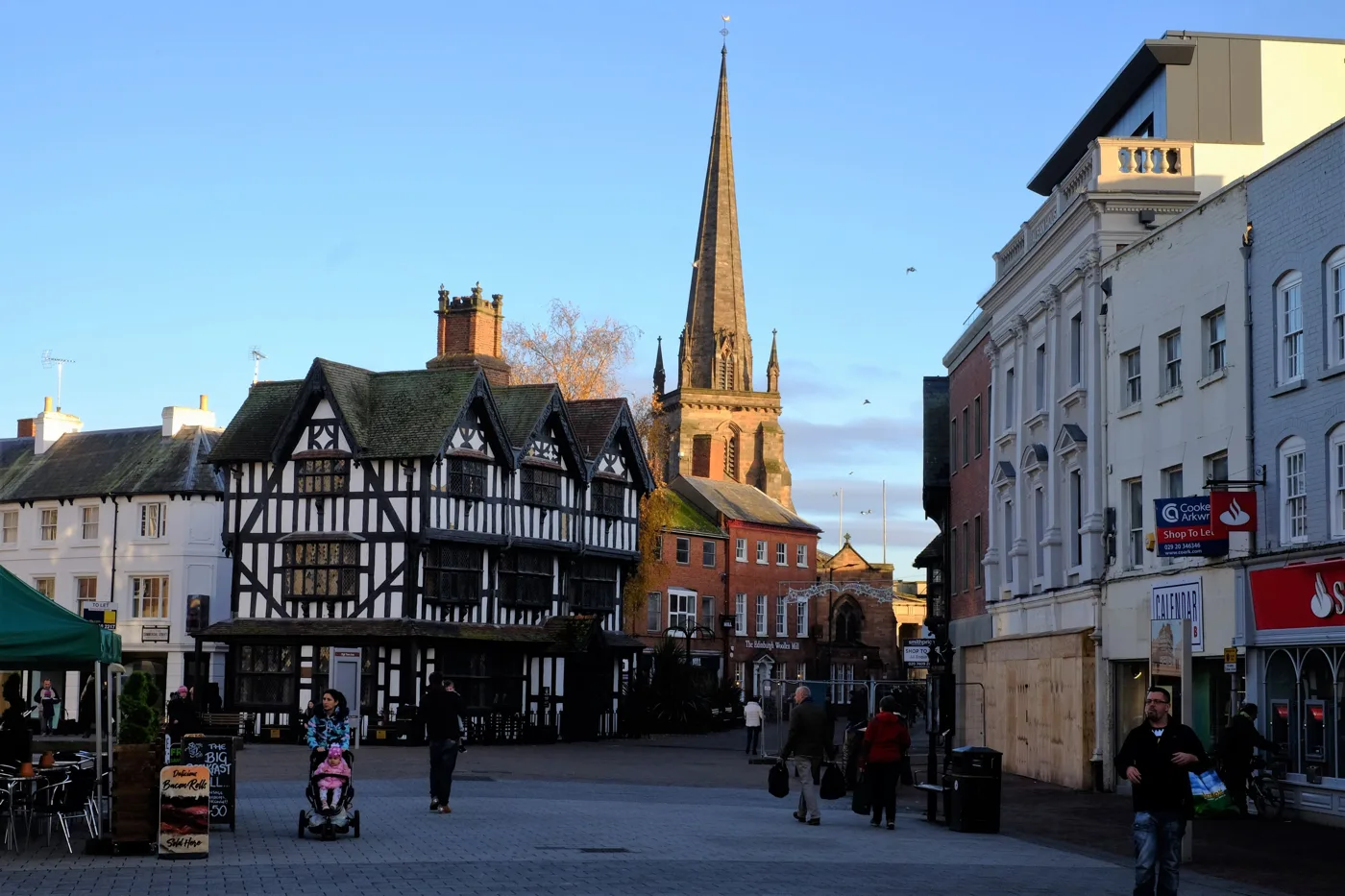 High Town, Hereford, with the Old House and the spire of All Saints beyond